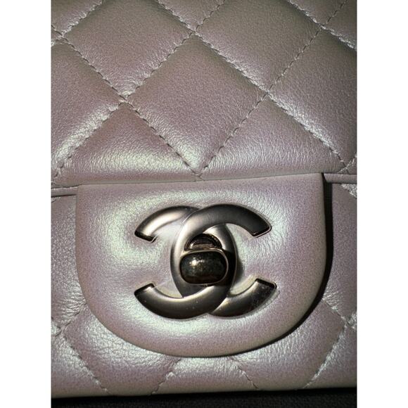 Chanel 21S Iridescent White Mini Flap Rectangle CC Quilted Chain Crossbody Bag - Picture 6 of 16